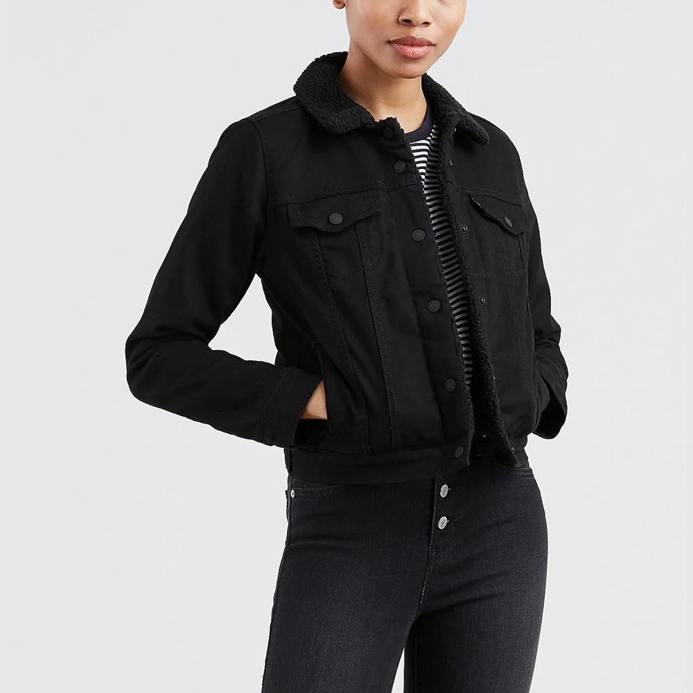 Levi’s all black denim Sherpa jacket size S